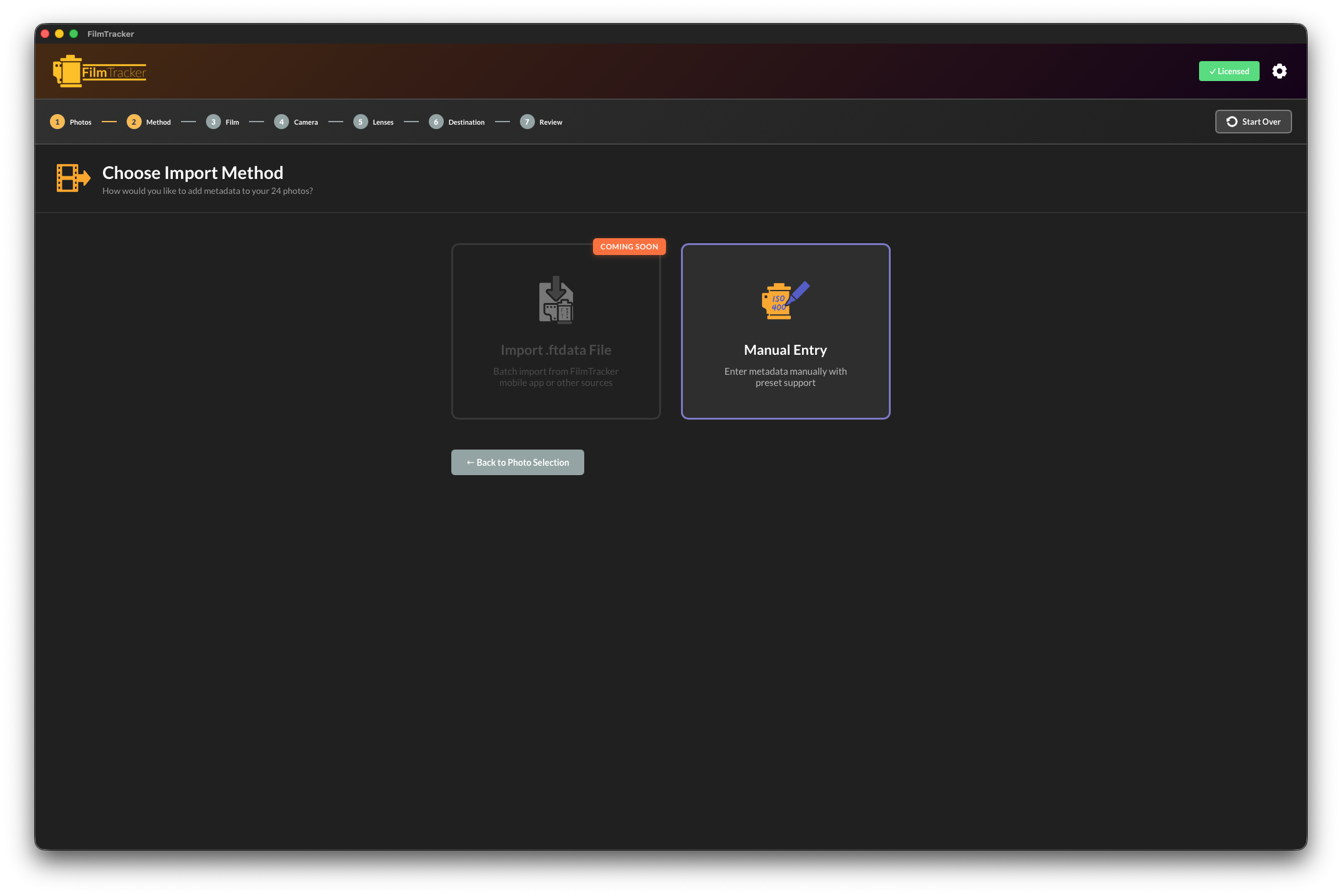 FilmTracker Desktop App Interface