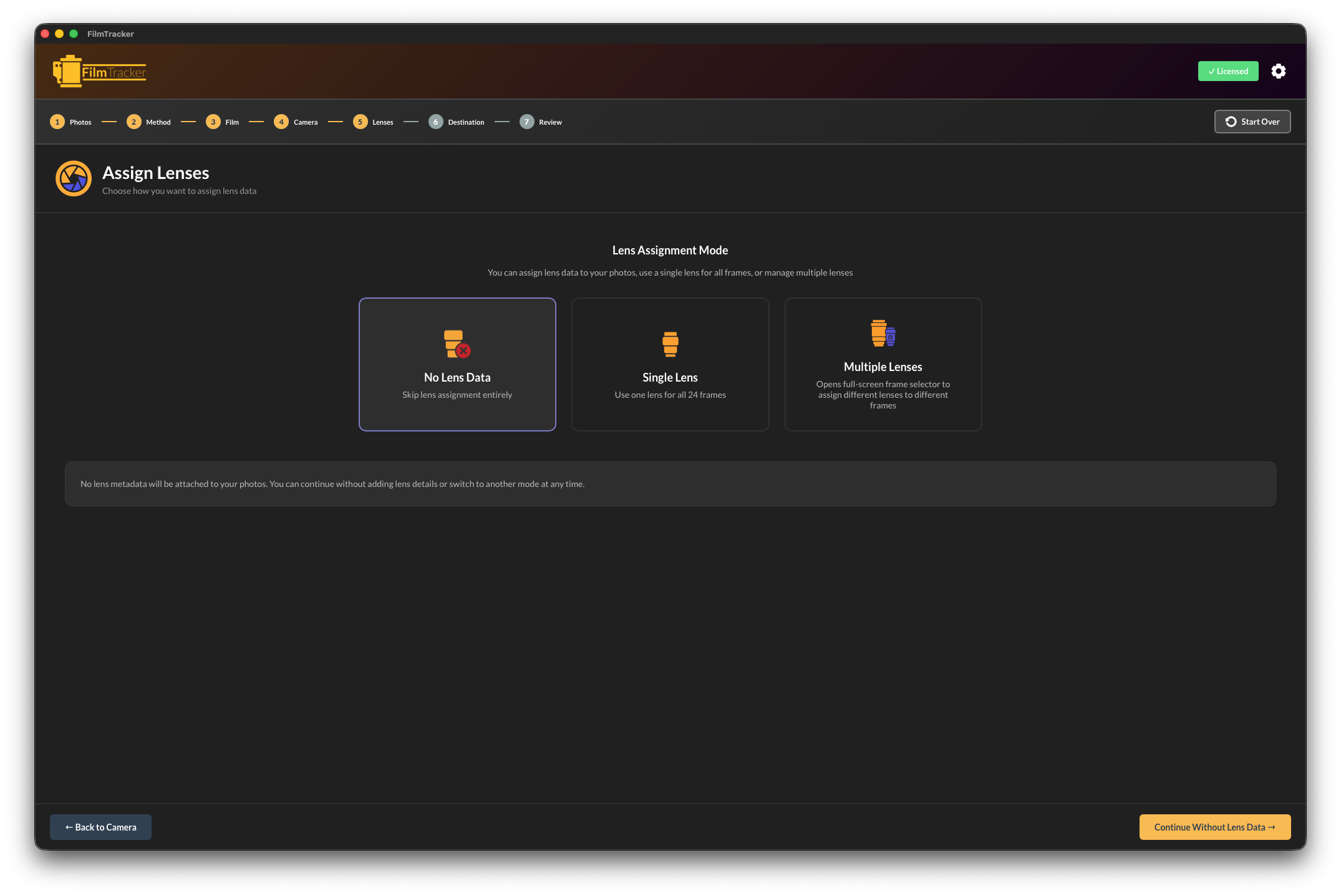 FilmTracker Desktop App Interface