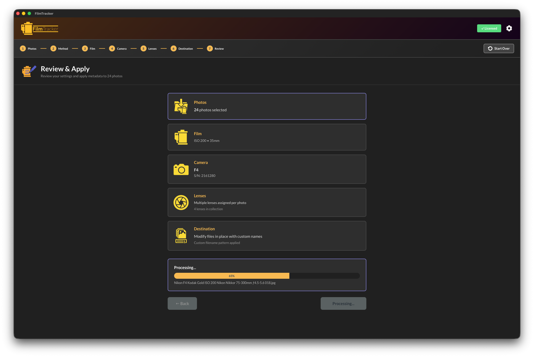 FilmTracker Desktop App Interface