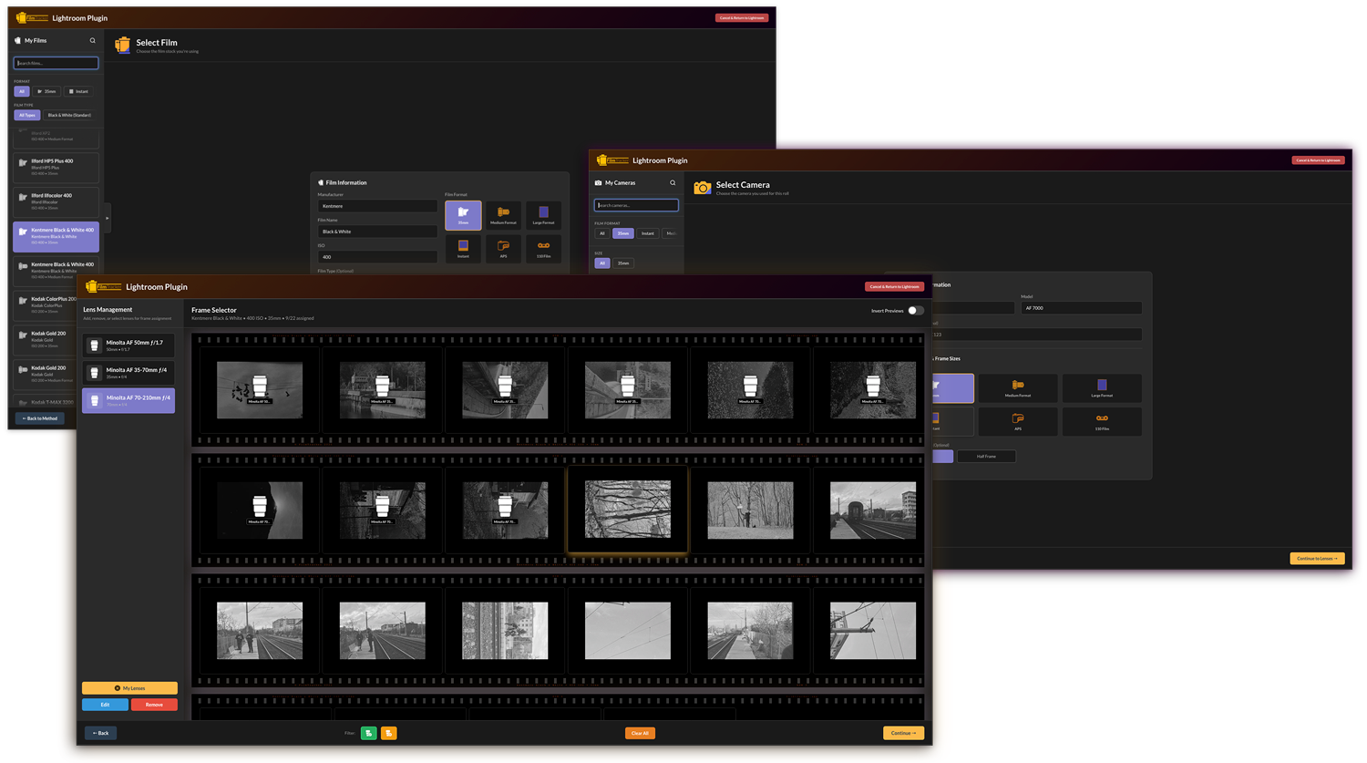 FilmTracker Lightroom Plugin Interface